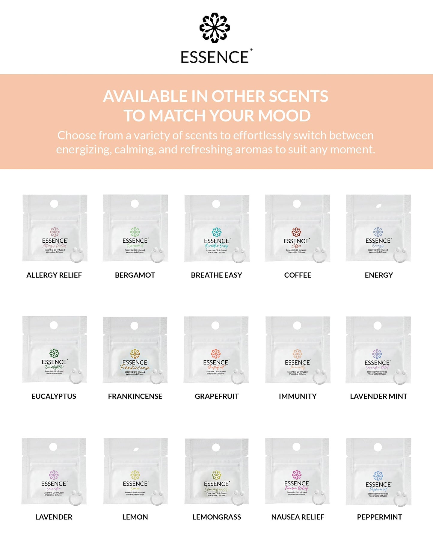 Essence Wearable Aromatherapy Nasal Diffuser – Immunity Blend Nose Ring (3 Pack) – Made in USA
