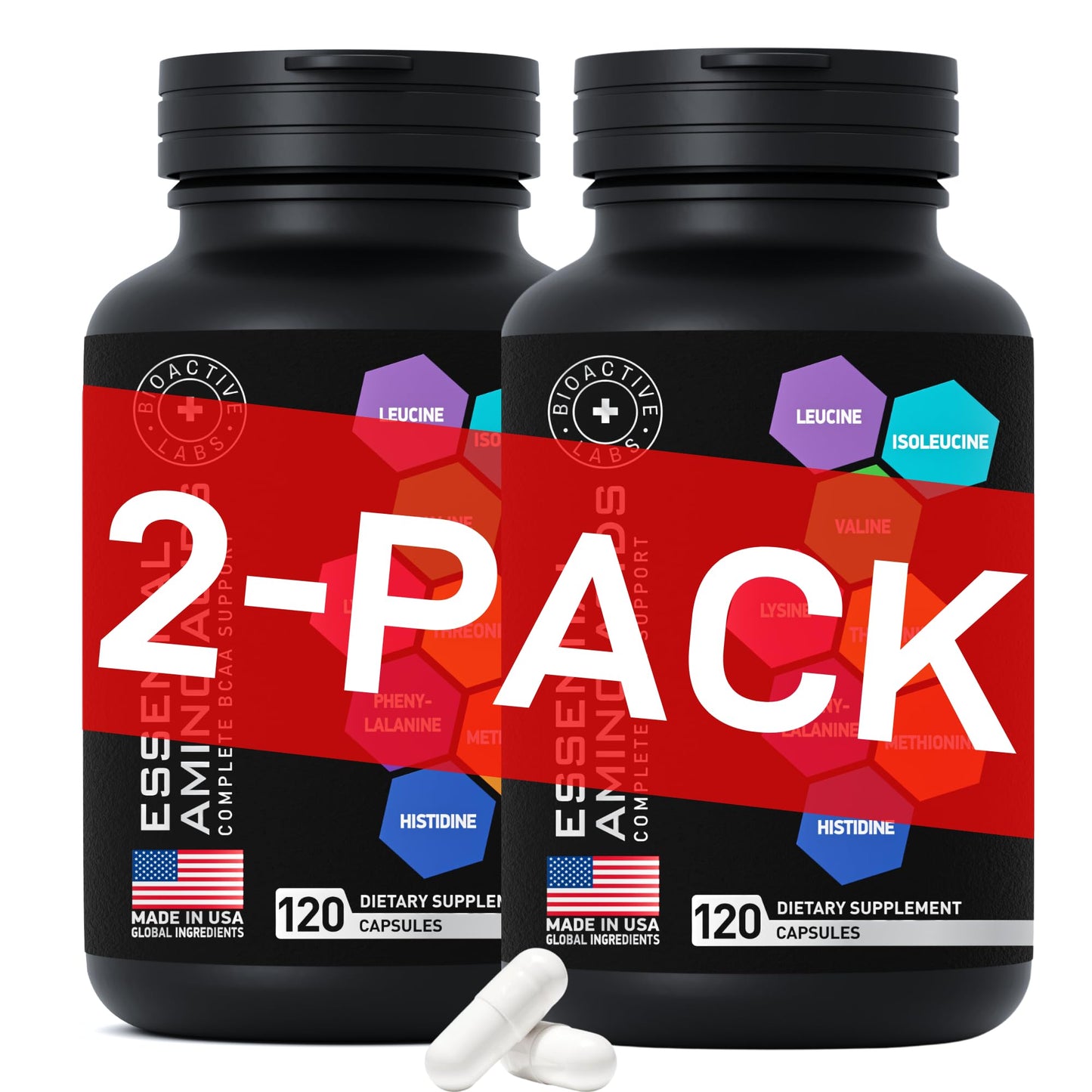 Essential Amino Acids Complex for Men & Women | Vegan BCAA 9 EAAs | 240 Pills