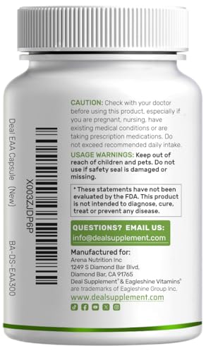 Essential Amino Acids (EAA) 2000mg – 300 Capsules | Unflavored, 9-in-1 BCAAs
