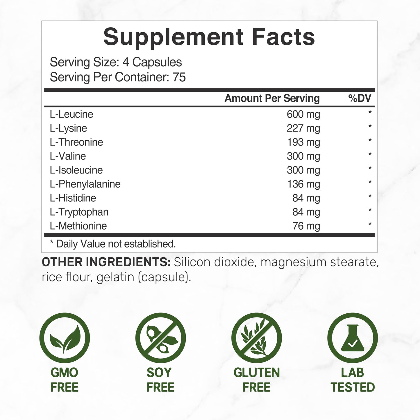 Essential Amino Acids (EAA) 2000mg – 300 Capsules | Unflavored, 9-in-1 BCAAs