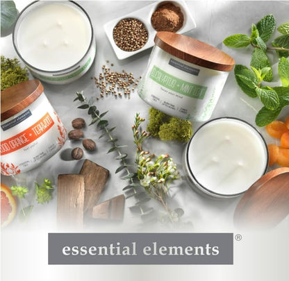Essential Elements by Candle-lite – Eucalyptus & Mint Leaf Scented Candle, 14.75 oz, 3-Wick, 45 Hr Burn Time, Off-White
