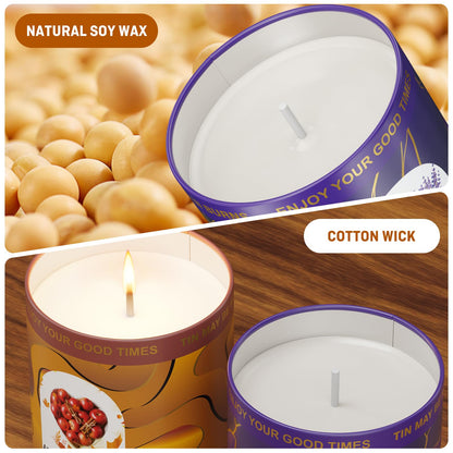 3-Pack Aromatherapy Candle Set - Scented Candles | 4.5oz × 3 | 75+ Hour Total Burn | Natural Soy Candles for Home, Gifts & Christmas (Lavender+Rose+Cinnamon)