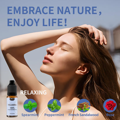 Essential Oil Blends Set – 6x10ml for Diffusers (Spearmint Tea, Calming, Dreams, Relaxing)