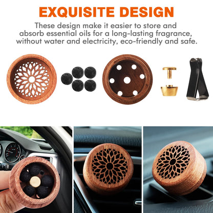 Essential Oil Car Diffuser 2-Pack - Rosewood Diffusers with Vent Clip
