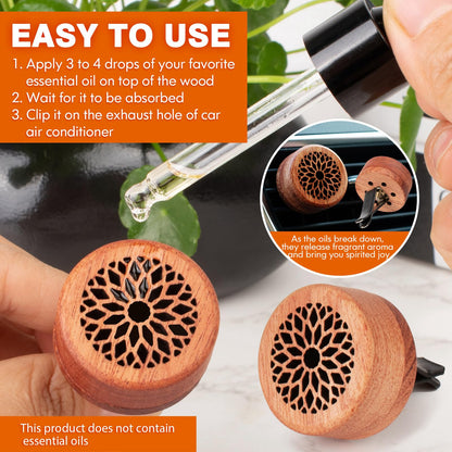 Essential Oil Car Diffuser 2-Pack - Rosewood Diffusers with Vent Clip