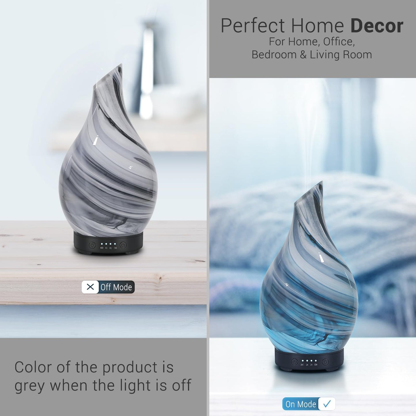Essential Oil Diffuser 120ml Ultrasonic | Glass BPA-Free, Auto-Off, 4 Timers, 7 LED Colors