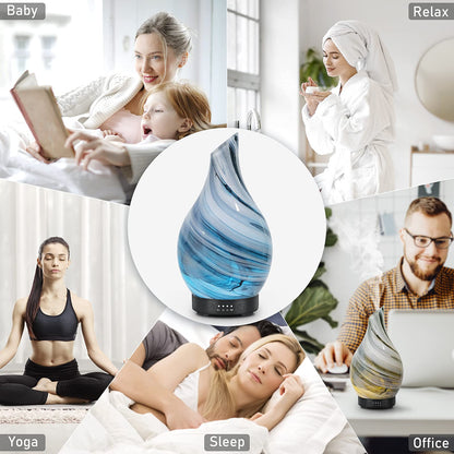 Essential Oil Diffuser 120ml Ultrasonic | Glass BPA-Free, Auto-Off, 4 Timers, 7 LED Colors