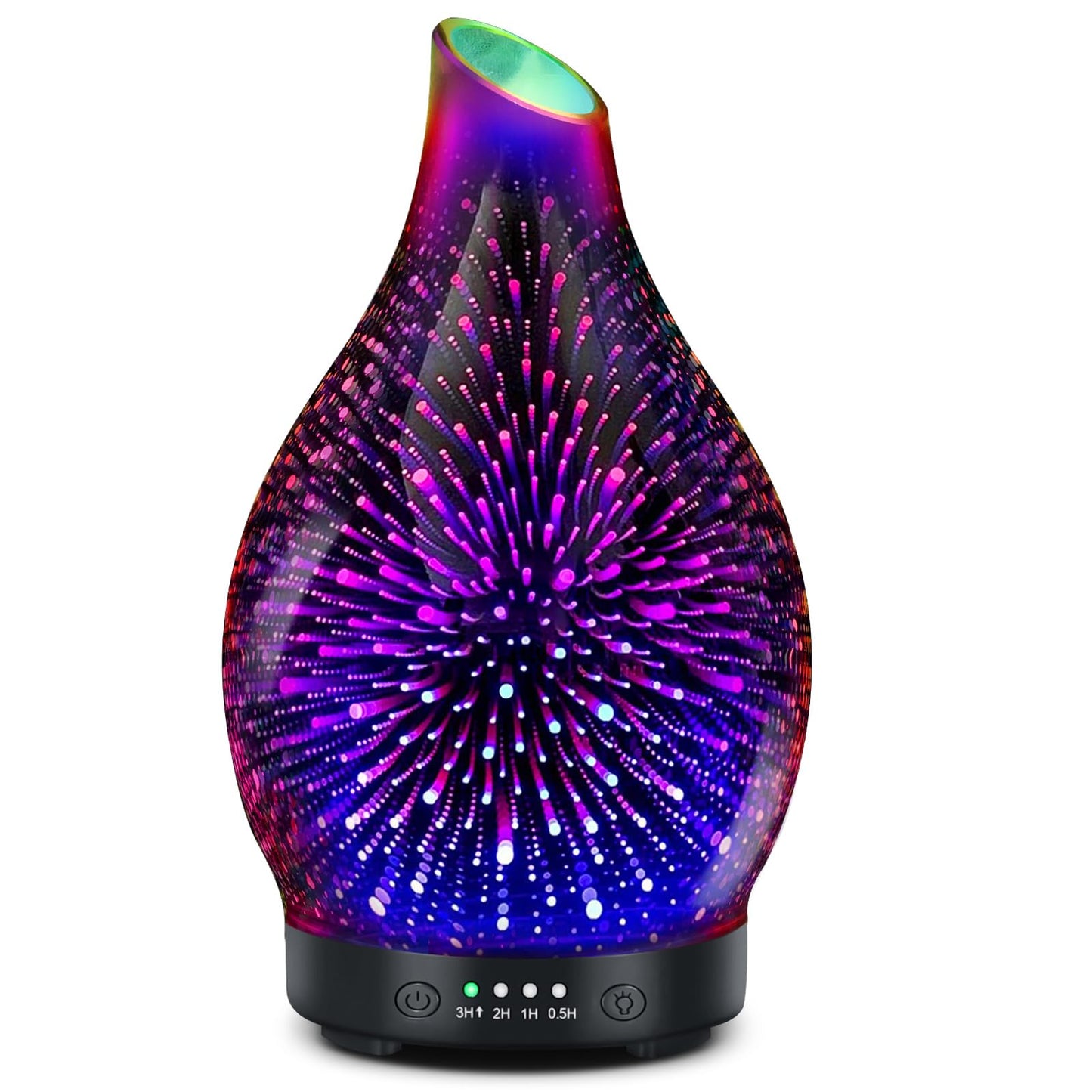 Essential Oil Diffuser 120ML | 3D Firework Glass, 7 LED Colors, 4 Timers