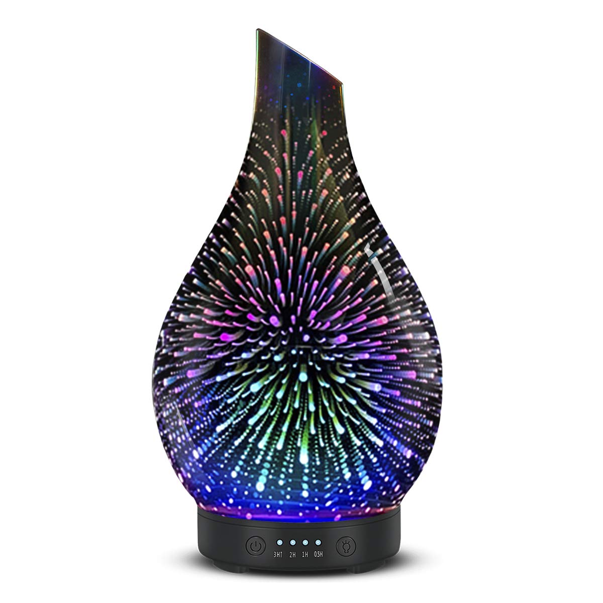 Essential Oil Diffuser 120 ml Glass Ultrasonic | Auto Shut-Off, 4 Timers, 7-Color Night Light - Silver