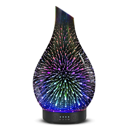 Essential Oil Diffuser 120 ml Glass Ultrasonic | Auto Shut-Off, 4 Timers, 7-Color Night Light - Silver
