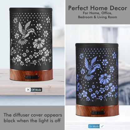 Essential Oil Diffuser 150ml – Metal Cover, 7-Color Light, Auto-Off | Aromatherapy