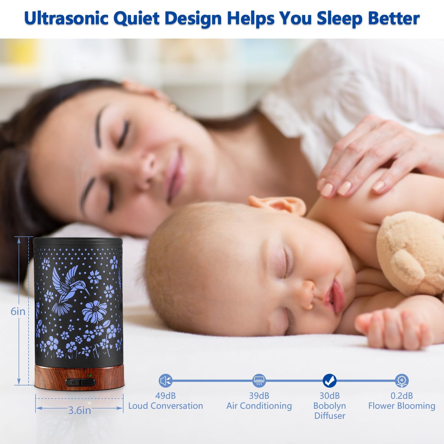 Essential Oil Diffuser 150ml – Metal Cover, 7-Color Light, Auto-Off | Aromatherapy