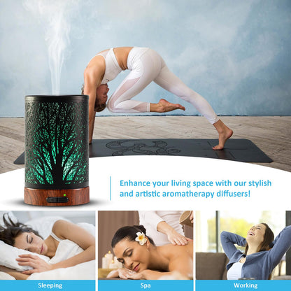 Essential Oil Diffuser 150ML – Ultrasonic Metal Diffuser with Auto Shut-Off and 7-Color LED Lights
