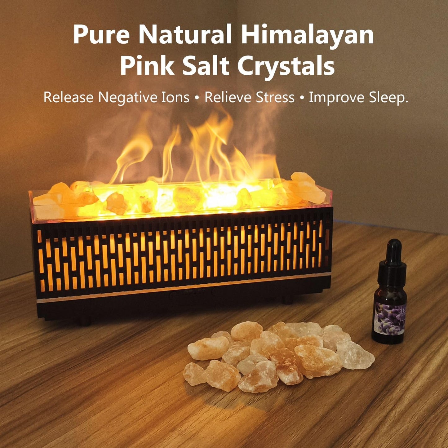 Essential Oil Diffuser 200ML with Himalayan Salt Lamp – 7 LED Colors, Auto Off