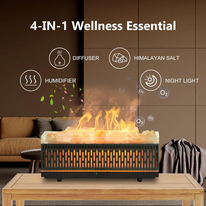 Essential Oil Diffuser 200ML with Himalayan Salt Lamp – 7 LED Colors, Auto Off