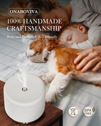 Essential Oil Diffuser 280ml | Ceramic Ultrasonic Diffuser with Auto Shut-Off for Home & Spa