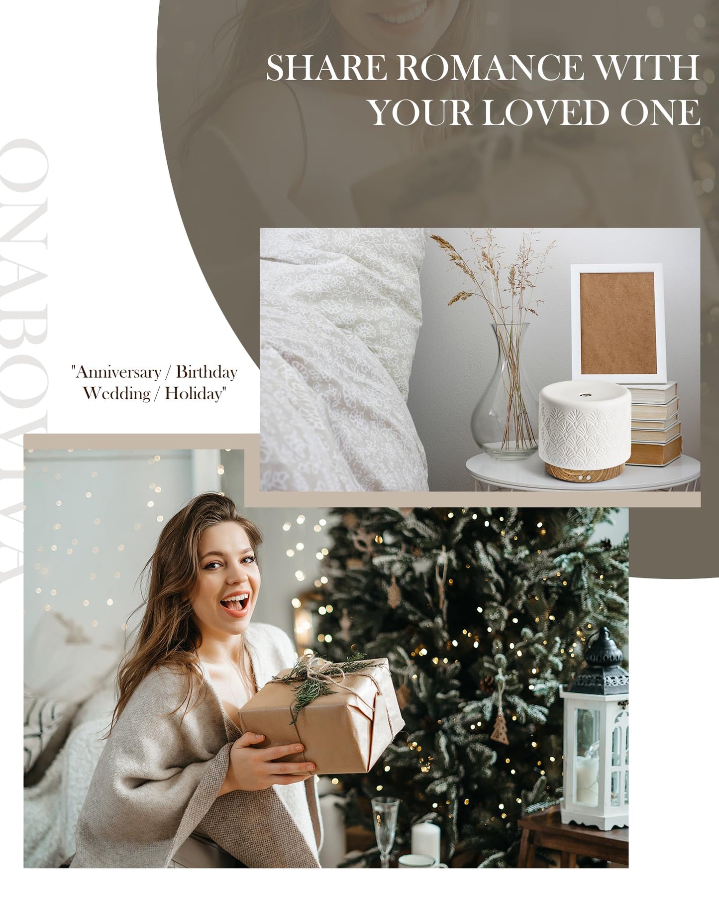 Essential Oil Diffuser 280ml | Ceramic Ultrasonic Diffuser with Auto Shut-Off for Home & Spa