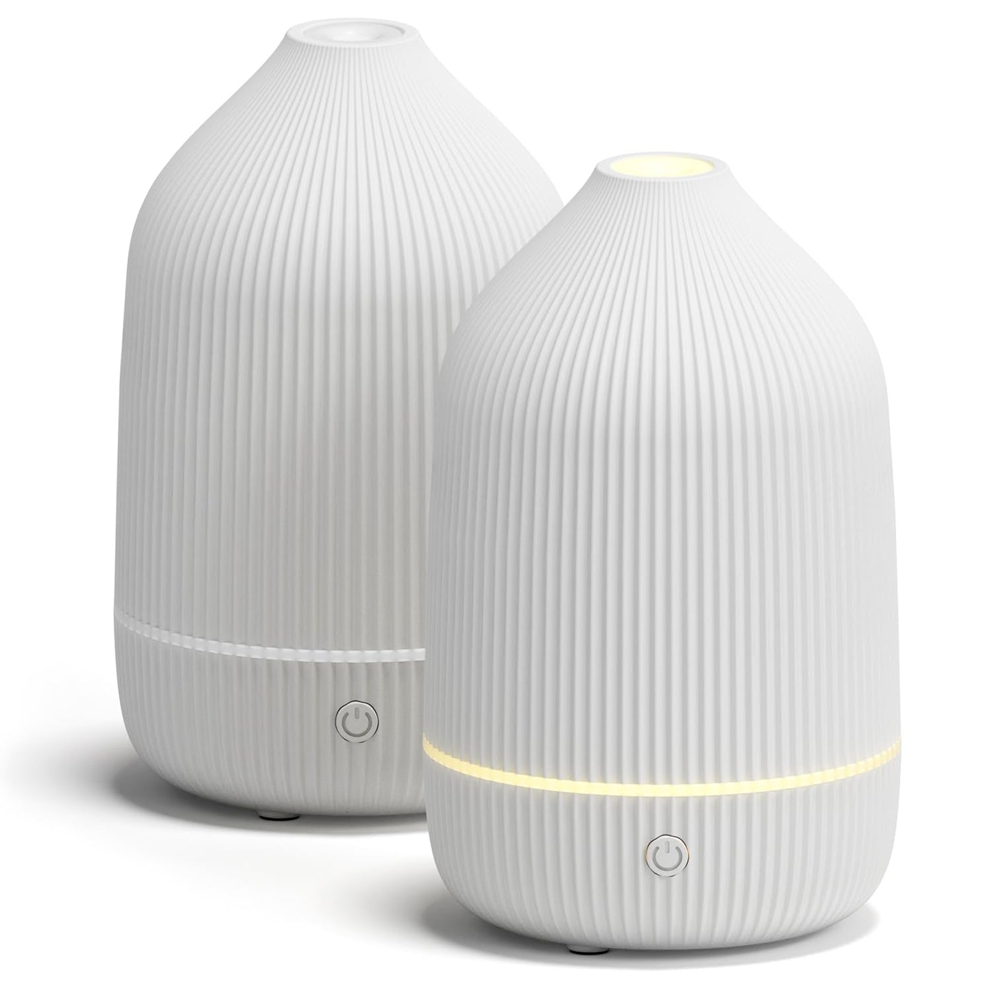Essential Oil Diffuser 2-Pack - 100ml Ultrasonic Mini Diffuser, White | Auto Shut-Off, 7 LED Lights