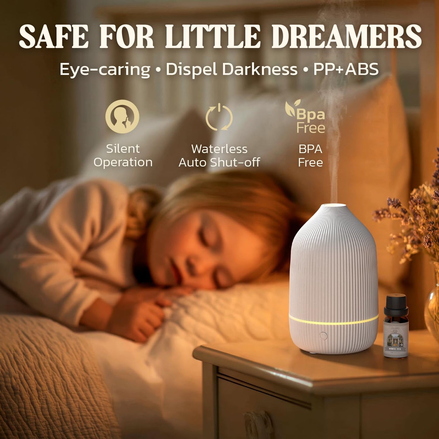 Essential Oil Diffuser 2-Pack - 100ml Ultrasonic Mini Diffuser, White | Auto Shut-Off, 7 LED Lights