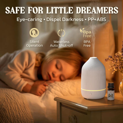 Essential Oil Diffuser 2-Pack - 100ml Ultrasonic Mini Diffuser, White | Auto Shut-Off, 7 LED Lights