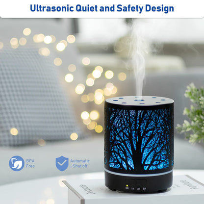 Essential Oil Diffuser 300ml – Ultrasonic Metal Diffuser with 4 Timers & 7-Color Night Light
