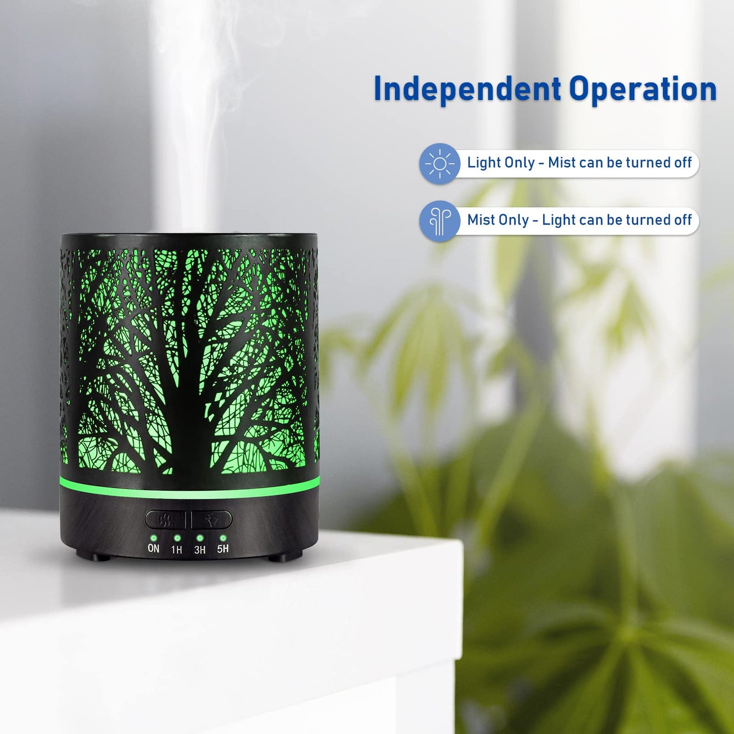 Essential Oil Diffuser 300ml – Ultrasonic Metal Diffuser with 4 Timers & 7-Color Night Light