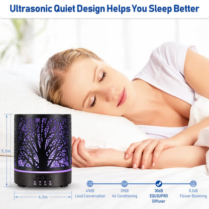 Essential Oil Diffuser 300ml – Ultrasonic Metal Diffuser with 4 Timers & 7-Color Night Light