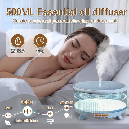 Essential Oil Diffuser 500ml for Home – Large Room Aromatherapy, 7-Color Lights, 3 Mist Modes, Auto Off