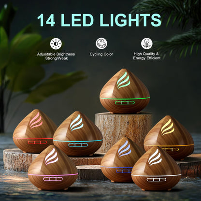 Essential Oil Diffuser 500ml with Remote 04a6 14 Color LED, Auto-Off