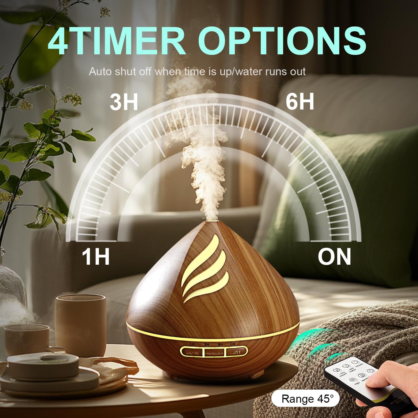 Essential Oil Diffuser 500ml with Remote 04a6 14 Color LED, Auto-Off