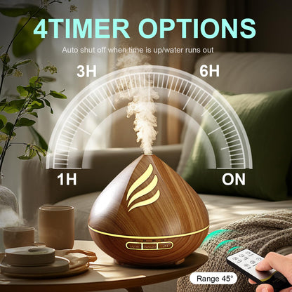 Essential Oil Diffuser 500ml with Remote 04a6 14 Color LED, Auto-Off