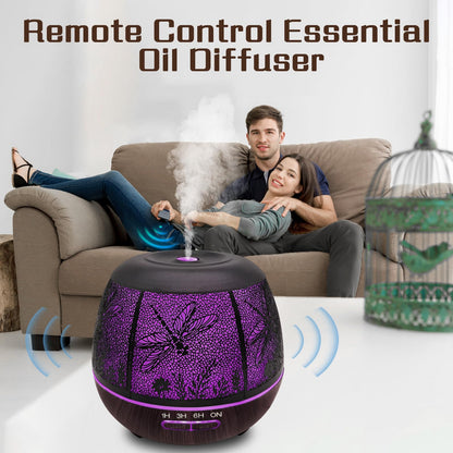Essential Oil Diffuser 400ml for Bedroom - Remote, Auto Off, 7 Color Lights