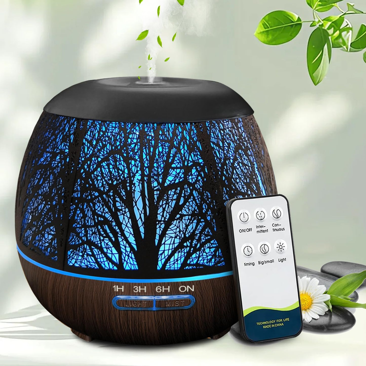 Essential Oil Diffuser 400ml with Remote – Large Room Ultrasonic Humidifier