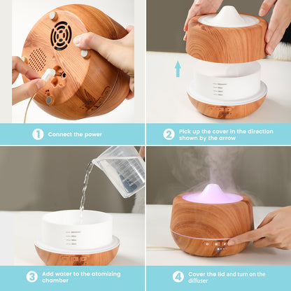 Essential Oil Diffuser 500ml Ultrasonic Diffuser - 2-in-1 Fragrance Diffuser & Humidifier with 7 Color LED Lights (Light Brown)