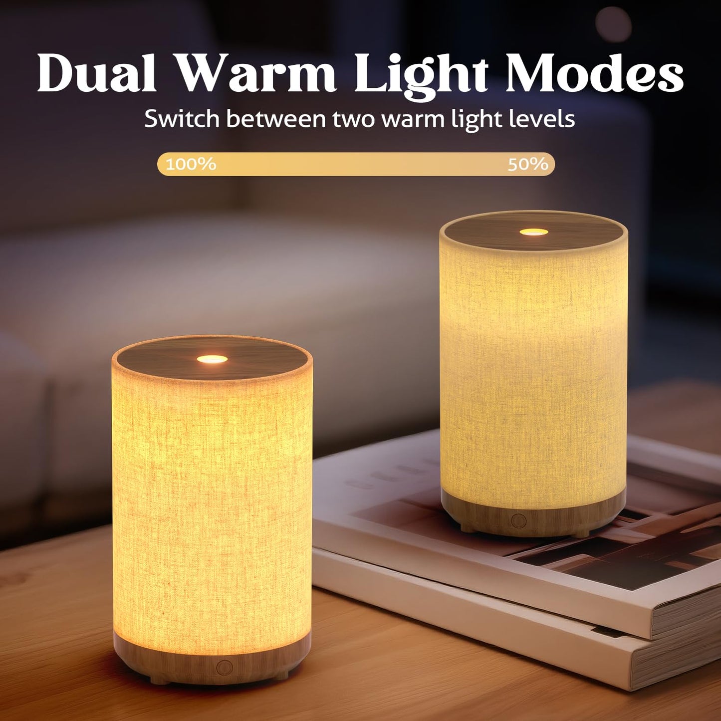 Fabric Cover Essential Oil Diffuser 120ml – SNOWSEN, 8 LED Lights, Auto Off