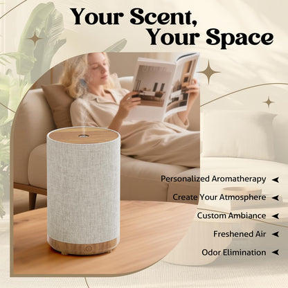 Fabric Cover Essential Oil Diffuser 120ml – SNOWSEN, 8 LED Lights, Auto Off