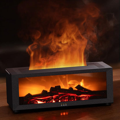 Essential Oil Diffuser Fireplace Flame – 7-Color LED, 150ml, Remote, Quiet Humidifier for Bedroom & Home Office | Fireplace Black