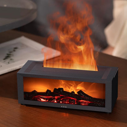 Essential Oil Diffuser Fireplace Flame – 7-Color LED, 150ml, Remote, Quiet Humidifier for Bedroom & Home Office | Fireplace Black