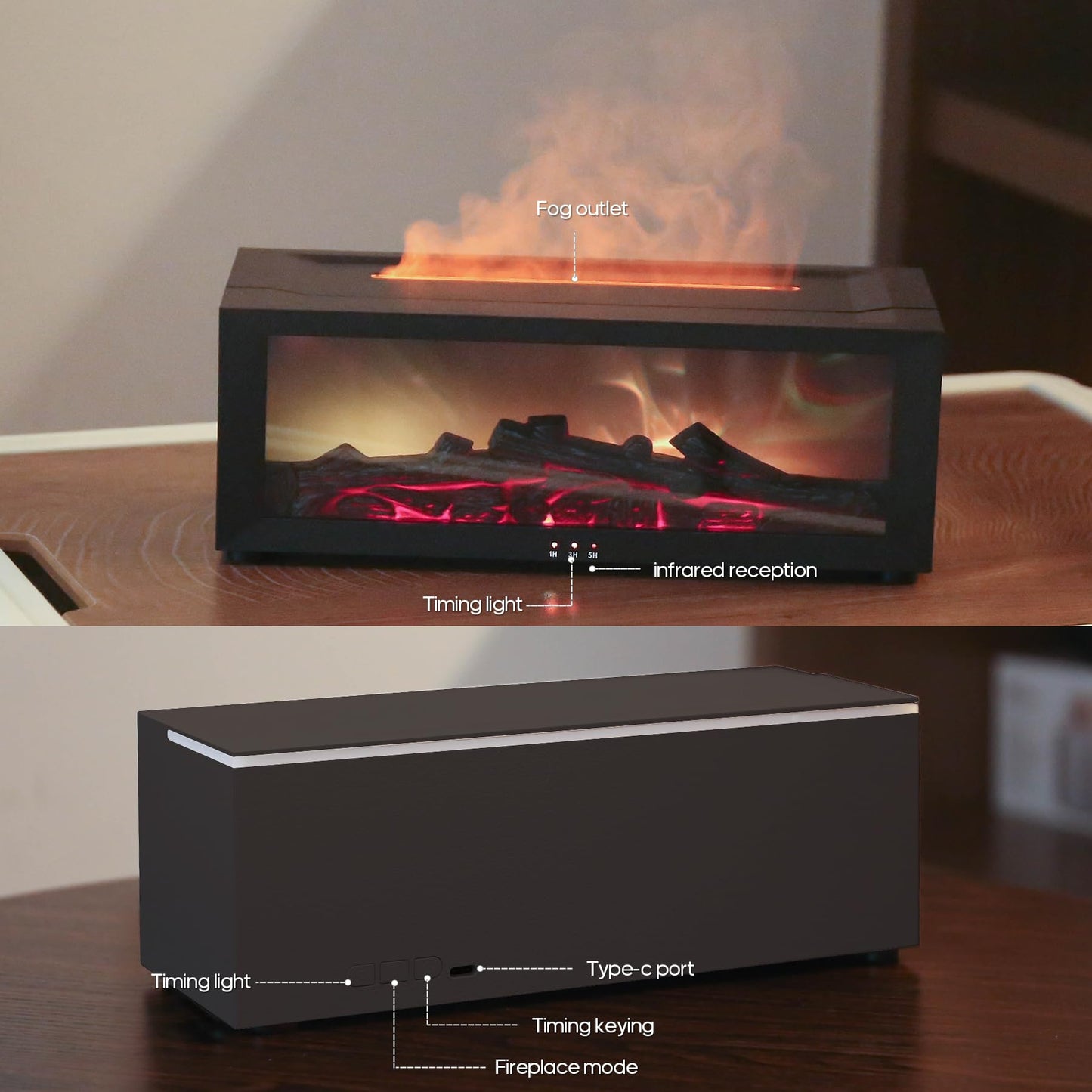 Flame Colorful Essential Oil Diffuser – Auto Off & Timer