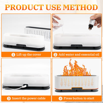 Essential Oil Diffuser Flame Air 200ml, 2 Mist Modes, 4 Timers, Auto-Off (White)
