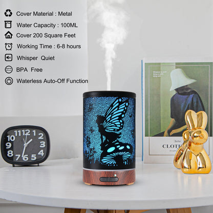 Essential Oil Diffuser - Ultrasonic Aromatherapy Humidifier with 7 Color LED Lights | Auto Shut-Off (Flower Fairy)