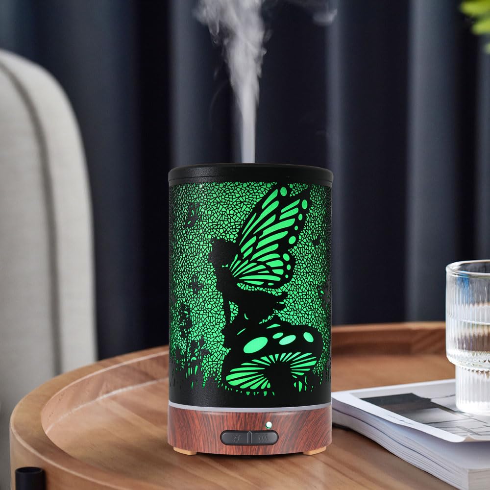 Essential Oil Diffuser - Ultrasonic Aromatherapy Humidifier with 7 Color LED Lights | Auto Shut-Off (Flower Fairy)