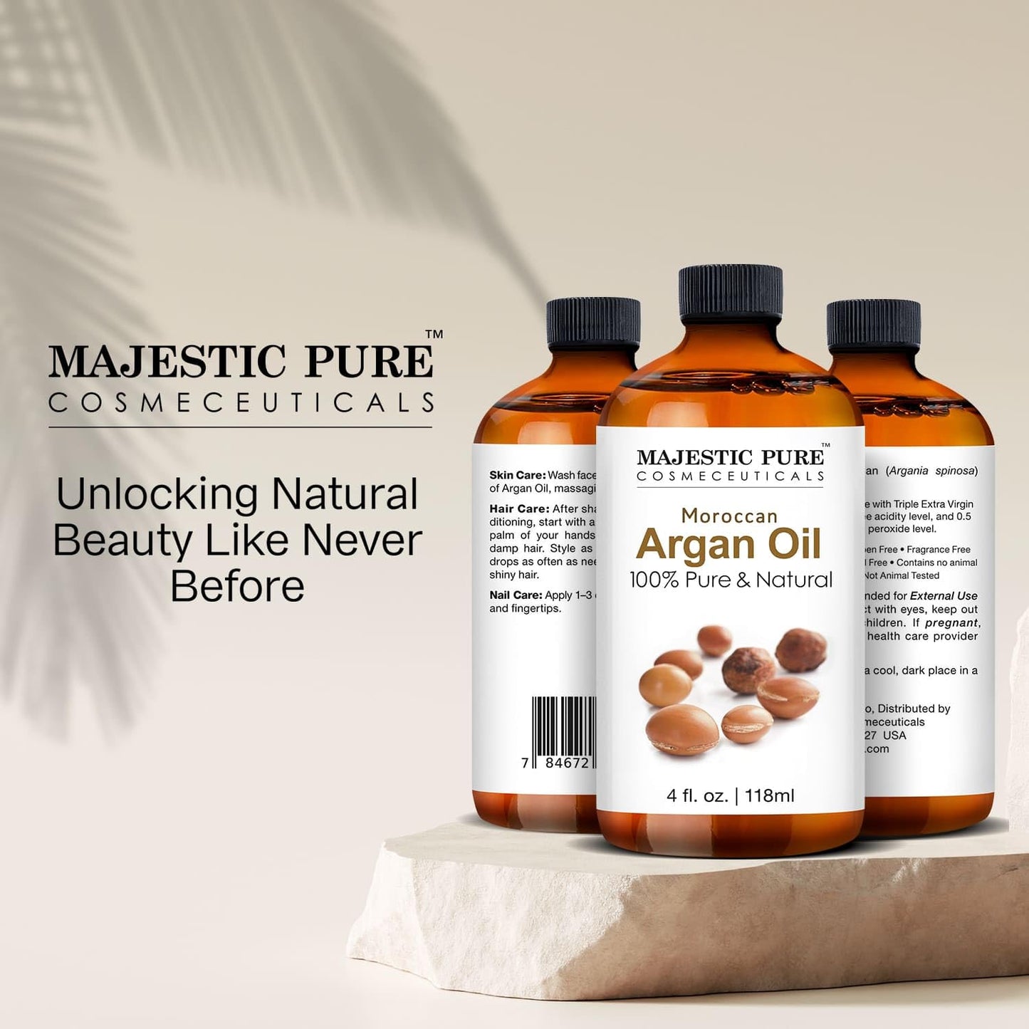 Majestic Pure Moroccan Argan Essential Oil – 4 Fl Oz | 100% Pure & Natural