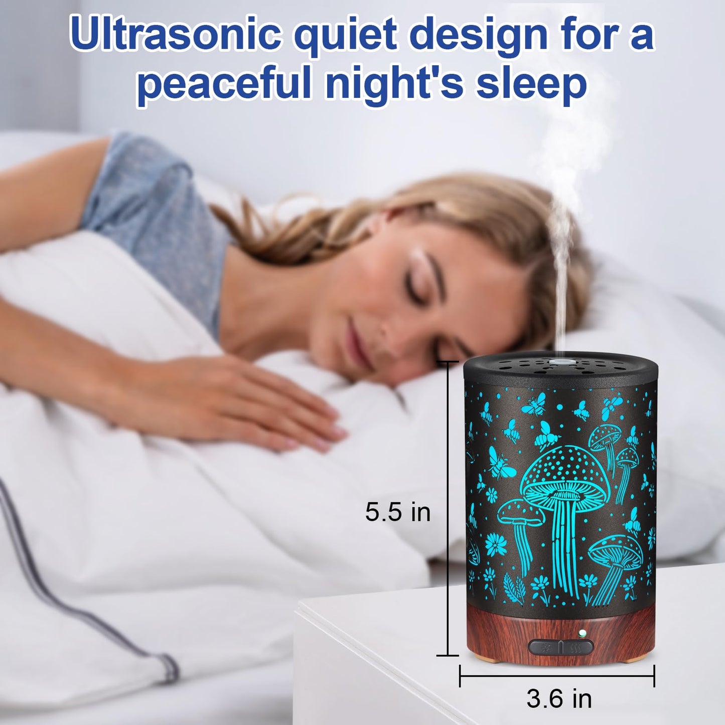 Essential Oil Diffuser - Aromatherapy Diffuser with 7 Color Lights & Auto-Off for Home & Office | For Women & Moms