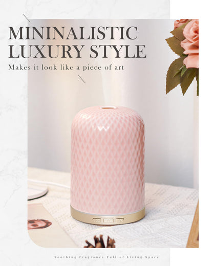 Essential Oil Diffuser for Home – 120ML Ceramic USB Diffuser, Pink