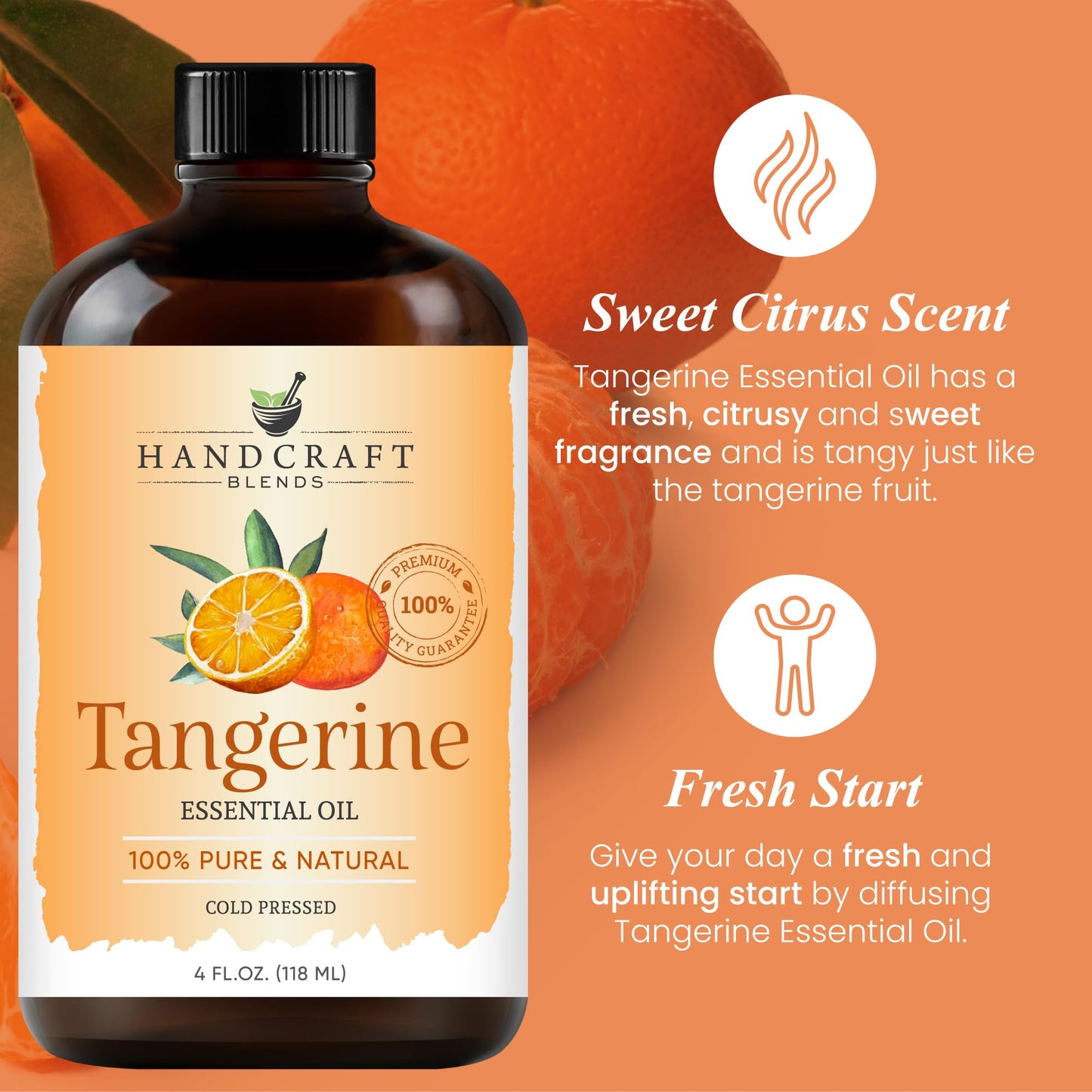 Handcraft Blends Tangerine Essential Oil – 4 oz, 100% Pure & Natural, Premium Grade
