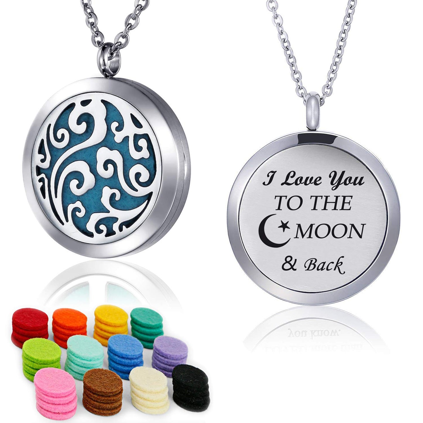 Essential Oil Necklace Diffuser - Family Tree of Life Pendant (49 Refill Pads) | Cloud Diffuser Locket