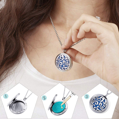 Essential Oil Necklace Diffuser - Family Tree of Life Pendant (49 Refill Pads) | Cloud Diffuser Locket
