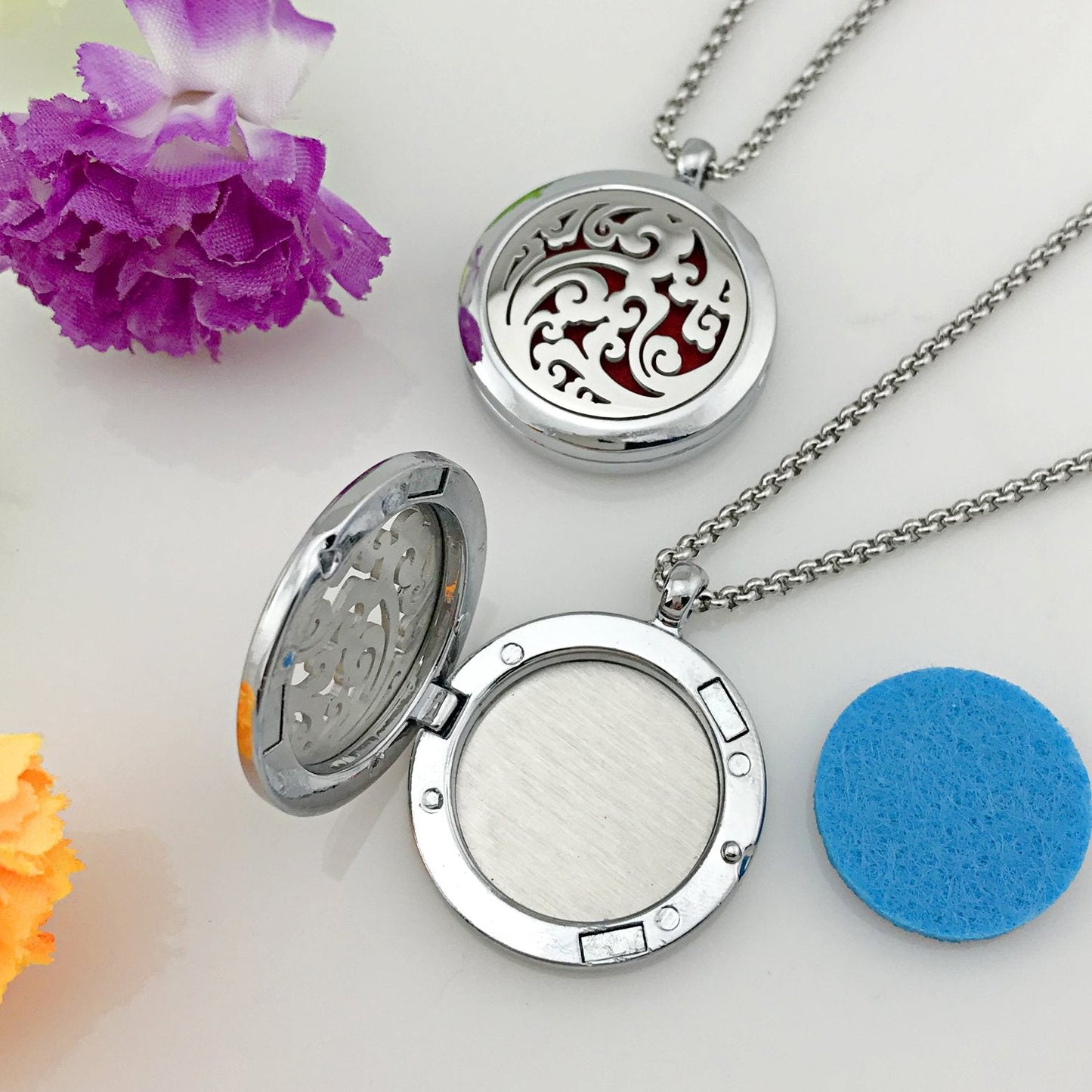 Essential Oil Necklace Diffuser - Family Tree of Life Pendant (49 Refill Pads) | Cloud Diffuser Locket