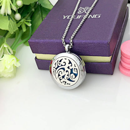 Essential Oil Necklace Diffuser - Family Tree of Life Pendant (49 Refill Pads) | Cloud Diffuser Locket